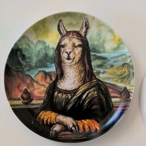 West Elm Rachel Kozlowski Dapper Animal Plate Llama Mona Lisa Art